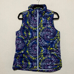 Lands' End "NWOT" Tie Dye Down Feather Full Zip Sleeveless Puffer Vest Size S